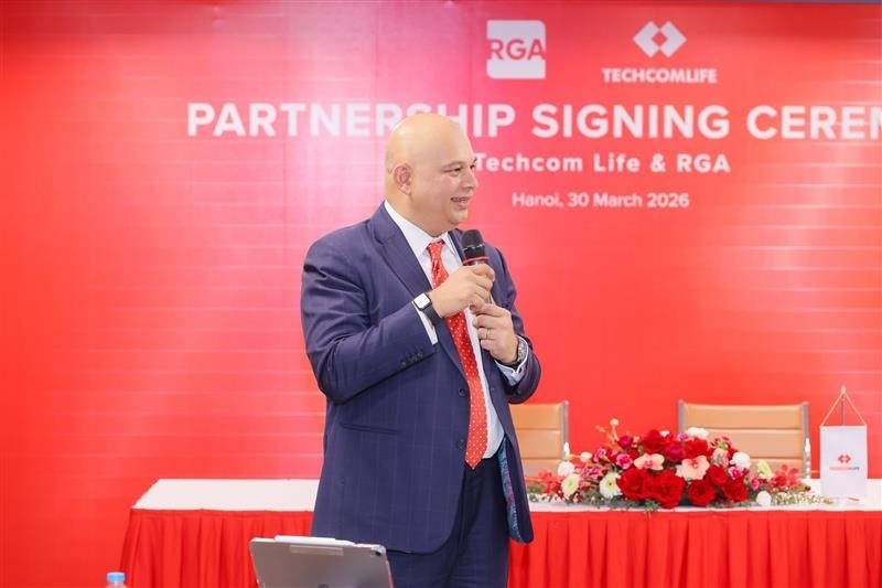Ông Sainthan Satyamoorthy - Giám đốc Điều hành khu vực Đông Nam Á – RGA đánh giá cao vai trò hợp tác chiến lược đối với thị trường Việt Nam nói riêng và khu vực nói chung. Ảnh: Techcom Life.